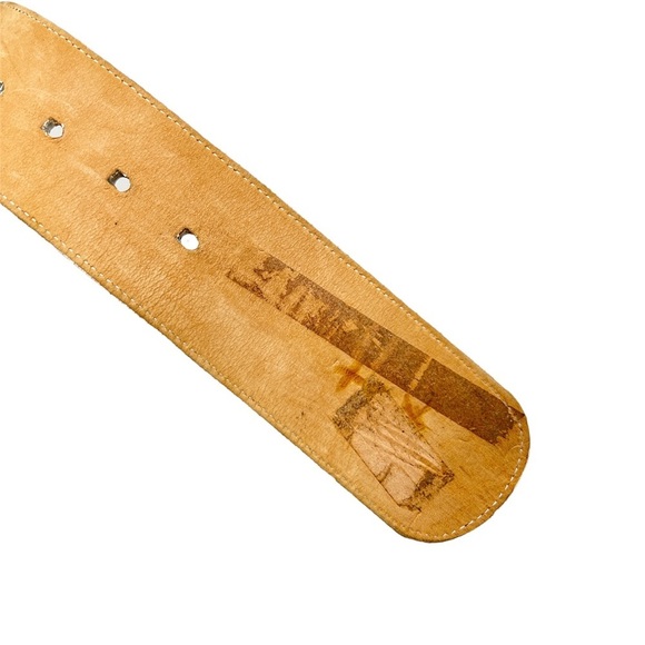 Vintage Carlos Falchi White Calfskin Leather Wide Belt w/ Snakeskin Design - Picture 6 of 9